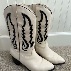 White and Black Cowboy Boots